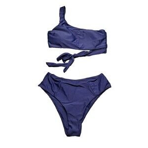 New Mooslover Bikini Two Piece Swimsuit Sz Medium Bathing Suit One Shoulder Off